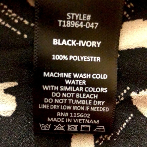 Lush black ivory v-neck button down long sleeve blouse L - Picture 7 of 9